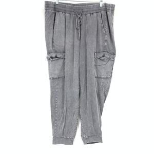 Torrid Soft Casual Jogger Cargo Pants Womens Sz 2X Acid Washed Gray Pull On